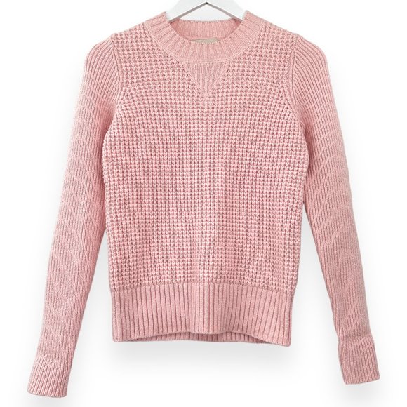 [sold] Lucky Brand Pink Waffle Knit Crewneck Sweater - Picture 1 of 8
